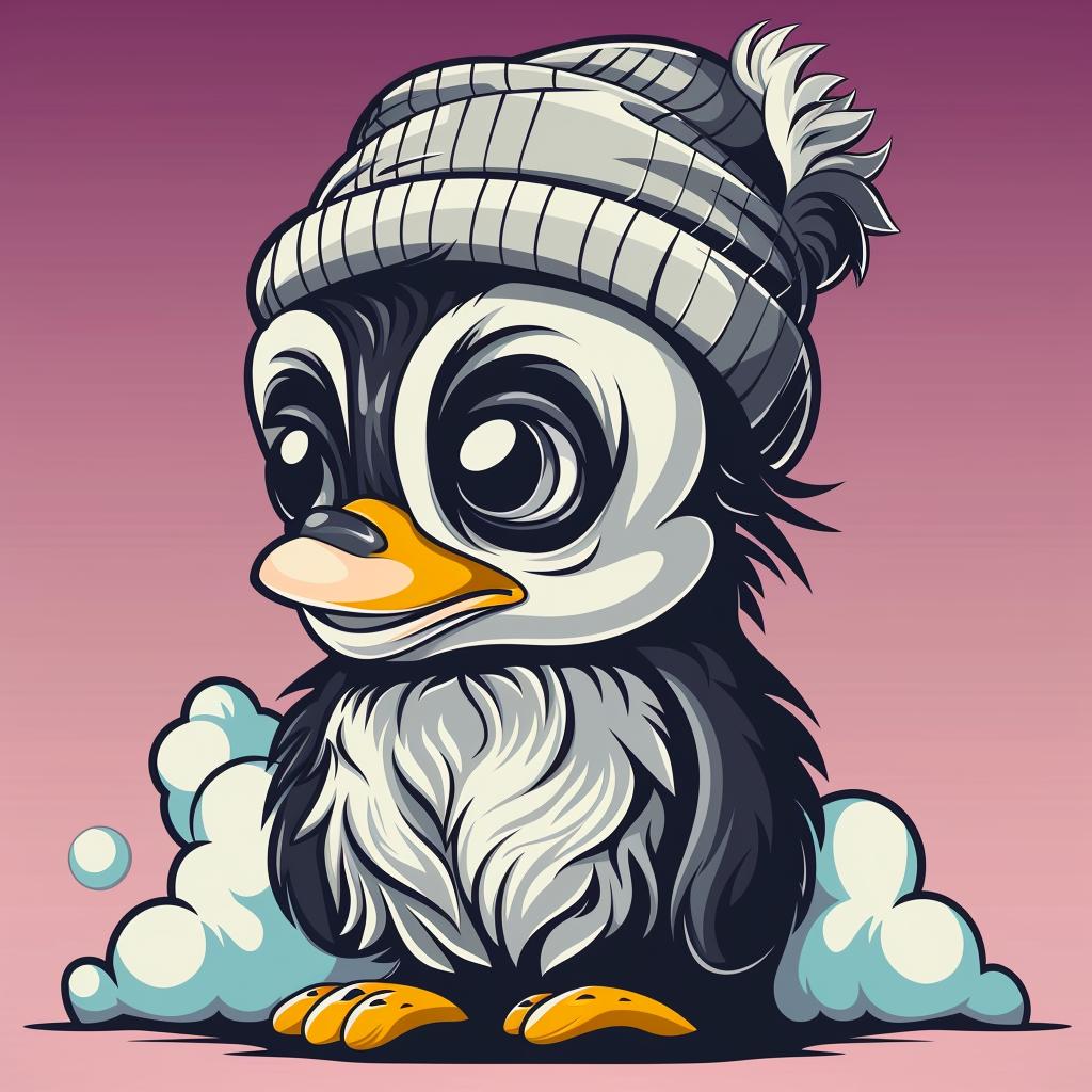 penguin  cute  hat  purple  simple  character  urban  streetart  illustration  minimal 958291