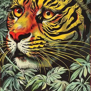 tiger  jungle  poster  chromolithography  animal  wildlife  colorful  nature  artwork  illustration 1052483