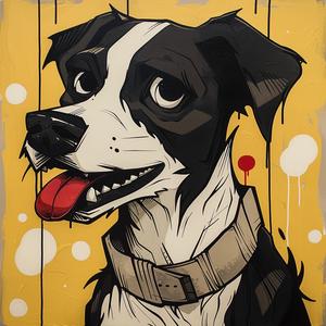 dog  collar  red  dot  playful  colorful  whimsical  animal  character  painting 1071235