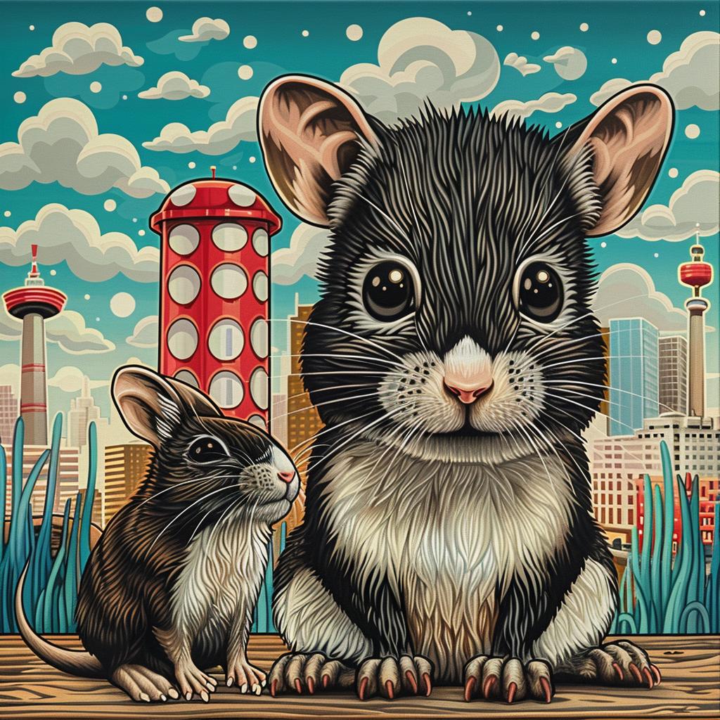 hybrid  creature  mice  city  skyline  painting  white  background  art  urban 1033459