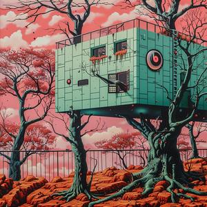 minimal  chromolithography  house  forest  nature  simple  tranquil  landscape  FrankLloydWright  SimonStalenhag 1037697