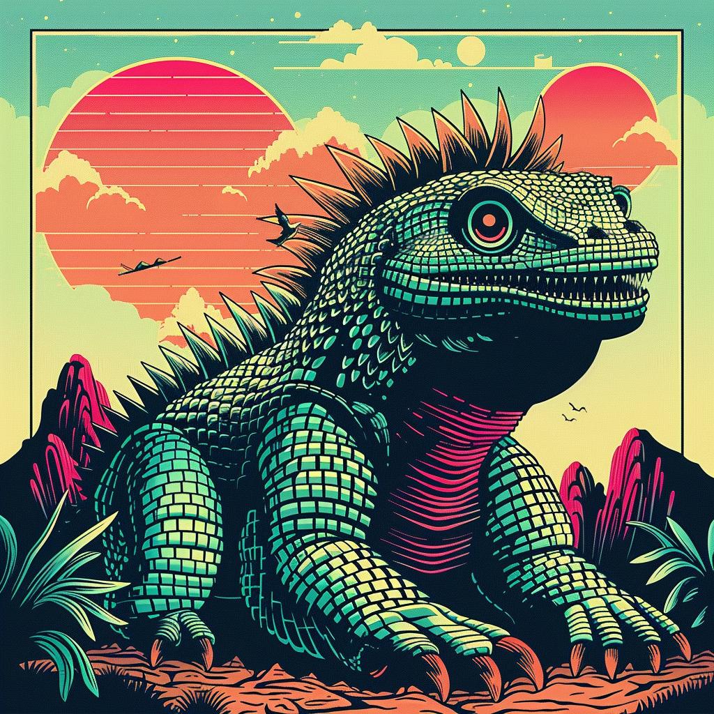 creature  lizard  sun  background  japanese  chromolithography  nature  illustration  vibrant  colorful 945882