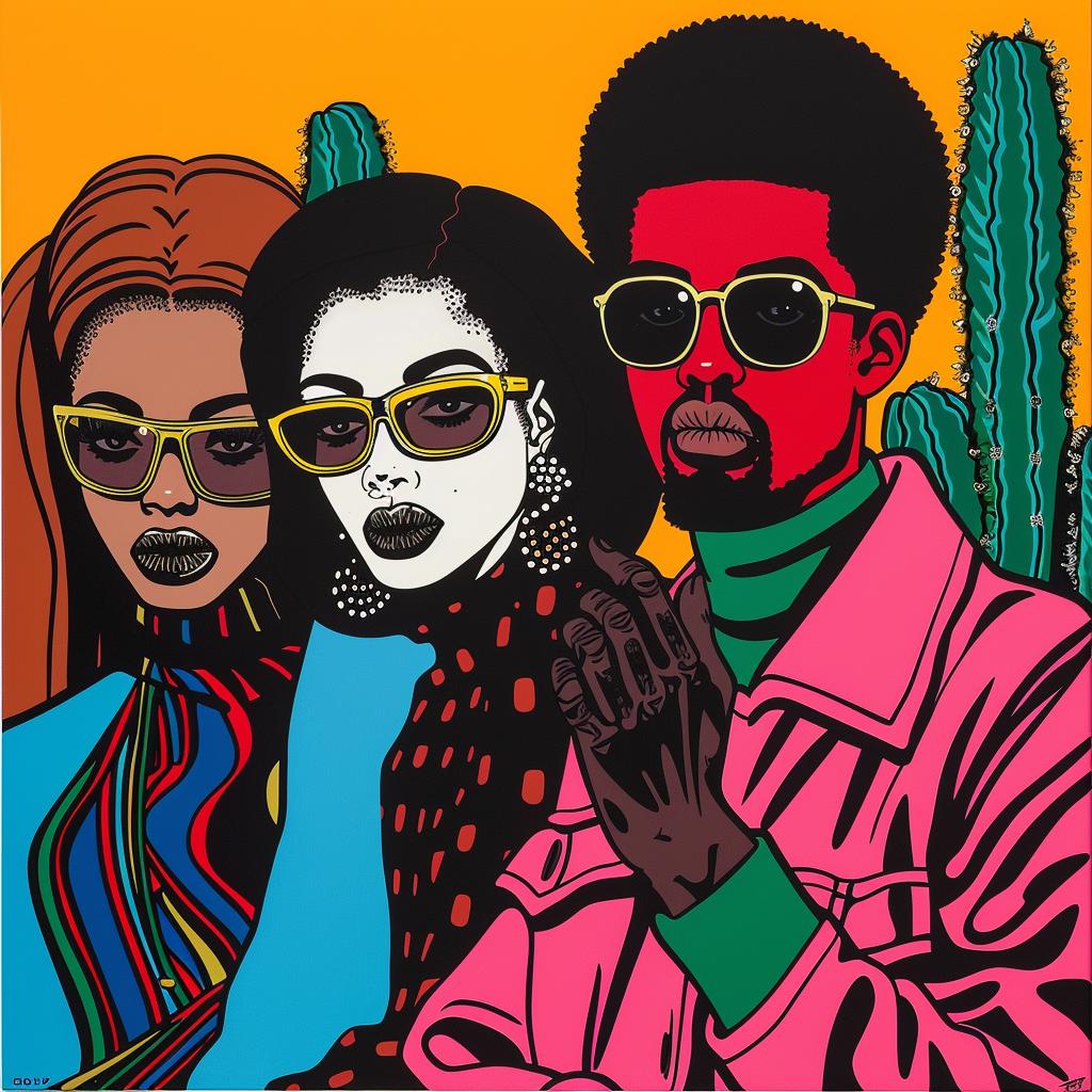 Klarwein  painting  people  sunglasses  holding  hands  group  abstract  colorful  artistic 1022620