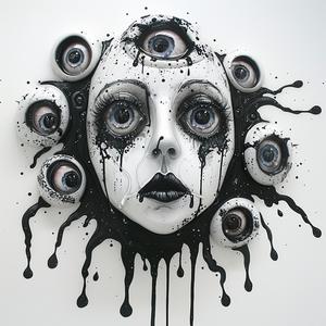 painting  woman  eyes  blood  dripping  Dada  art  surreal  creature  makeup 1073121