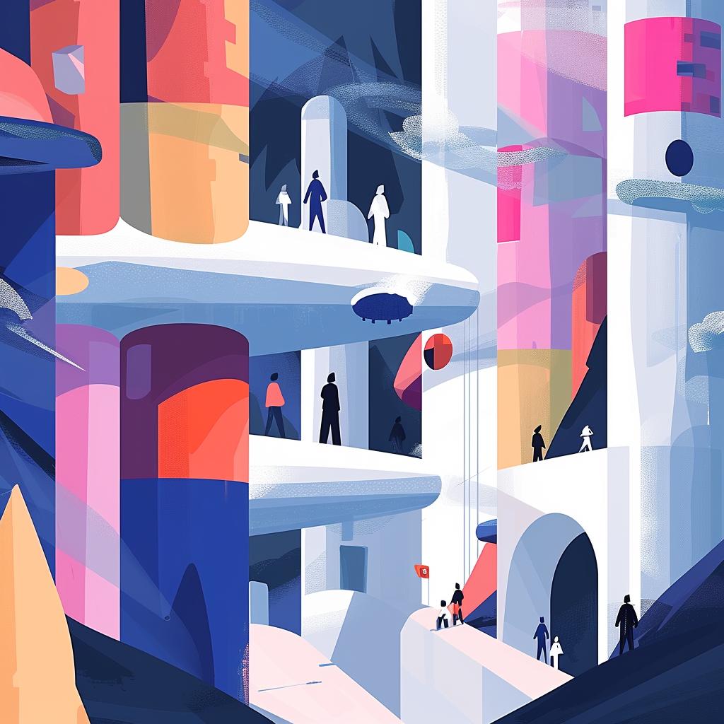 مصنع مستقبلي، أبراج خرسانية عسكرية، جنود، رسم توضيحي، مدينة، تصميم ملون 944592