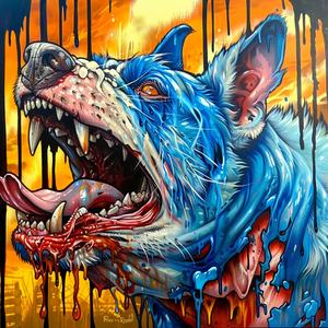 dog  blood  horror  dripping  face  painting  creepy  realism  1997  art 1036827