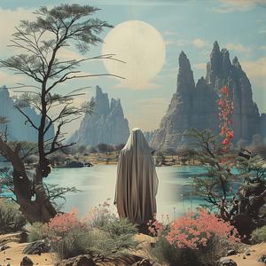 woman  robe  river  mountains  chromolithography  vintage  landscape  nature  portrait  serene 1056727