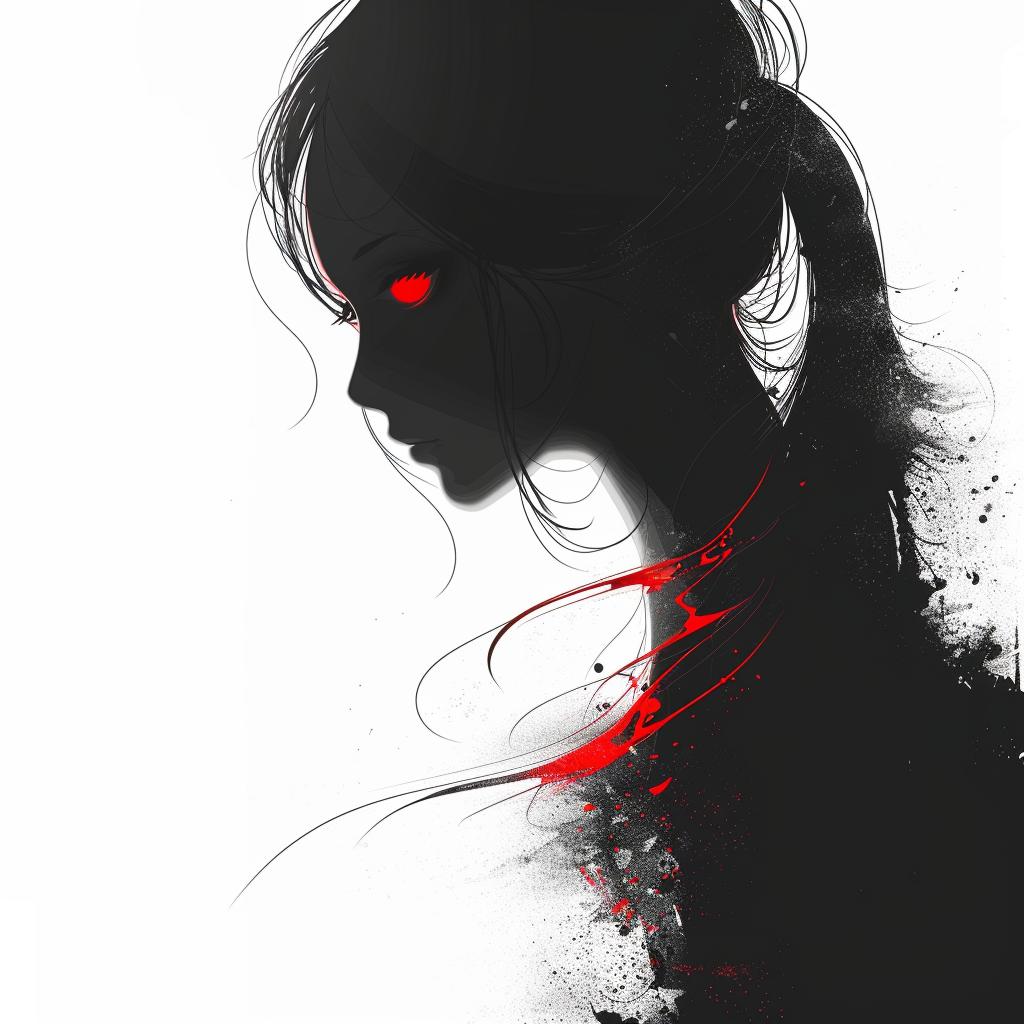 silhouette  girl  red  eyes  anime  profile  shadow  background  minimal  mysterious 953997