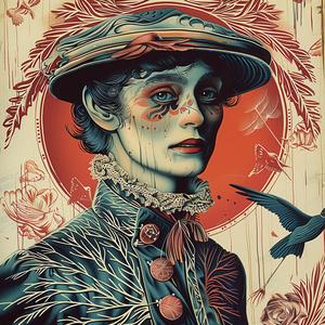 woman  hat  bird  poster  Andreas Levers  Quint Buchholz  vintage  whimsical  illustration  stylized 1039688
