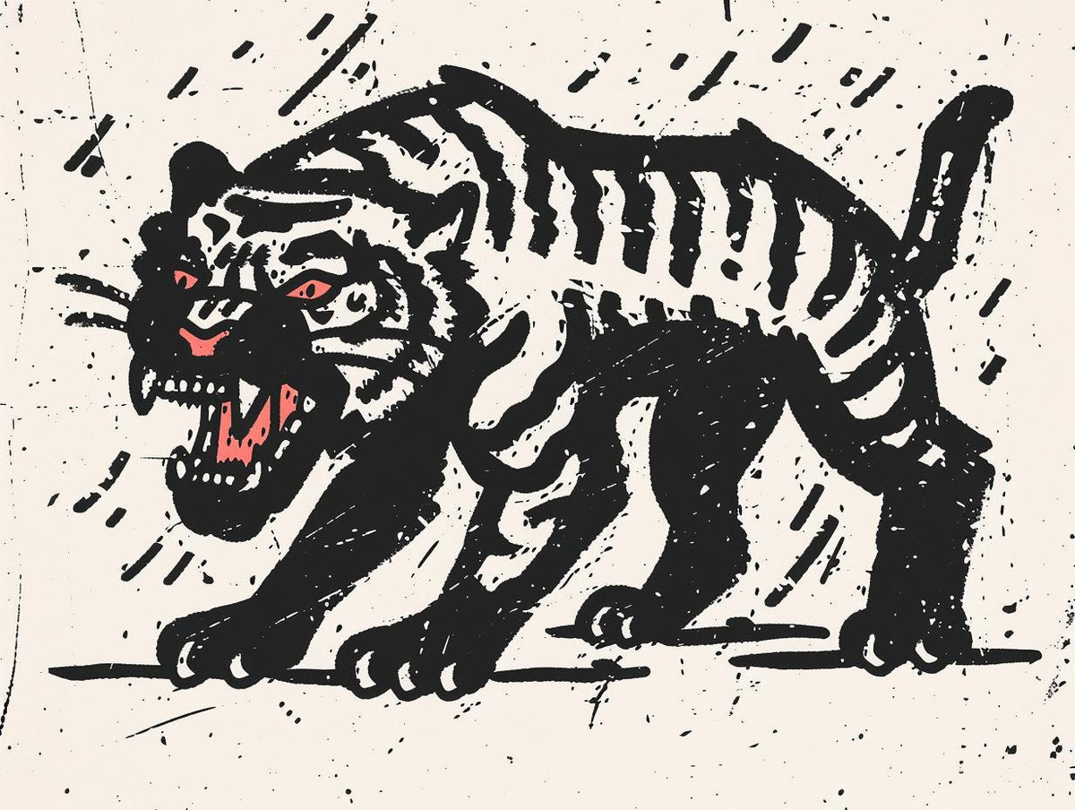 tiger  tattoo  black  white  drawing  grunge  style  art  illustration  bold 919592