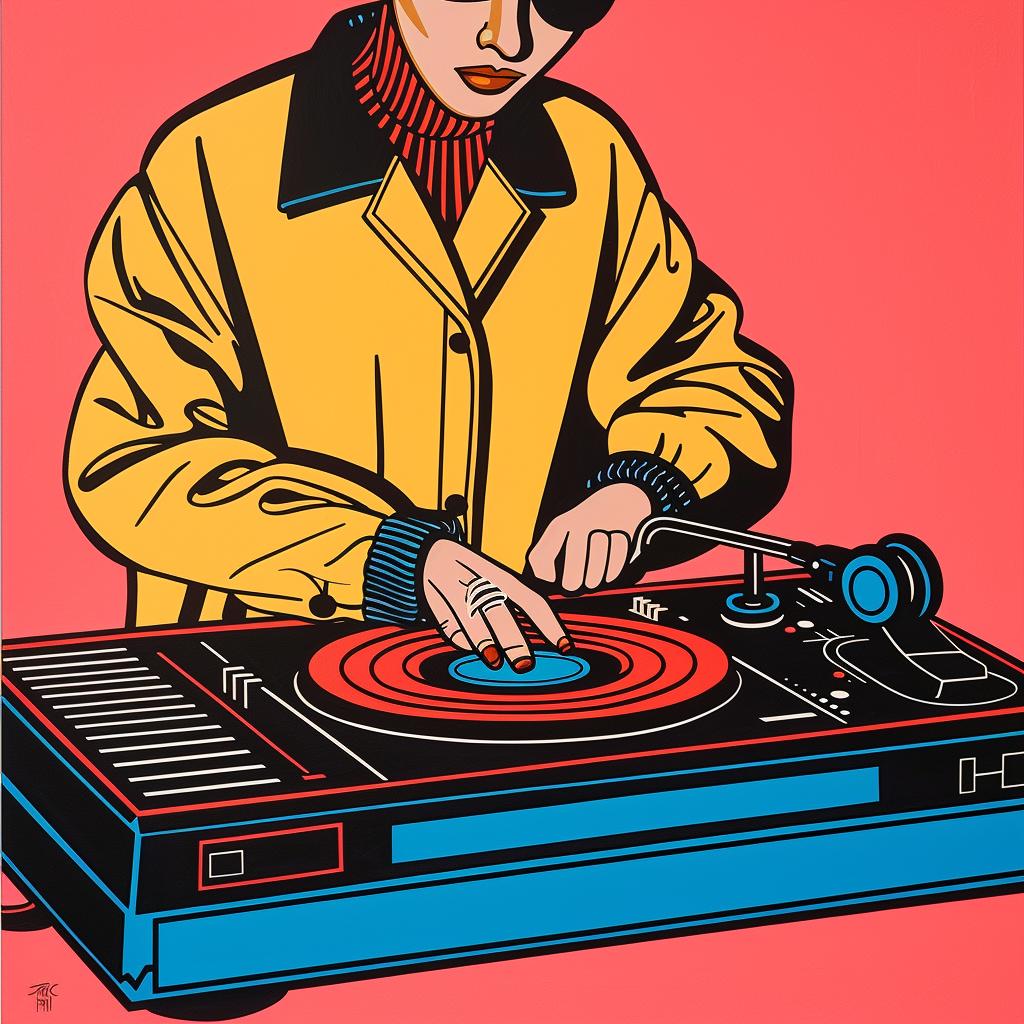 hip-hop  DJ  records  turntable  painting  music  mixing  console  female  art 1025224