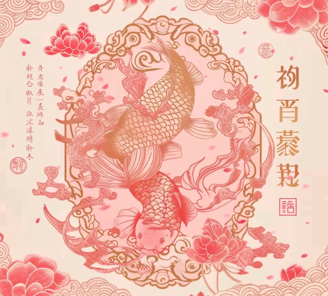Chinese  New  Year  poster  lotus  carp  good  luck  calligraphy  colorful 944457