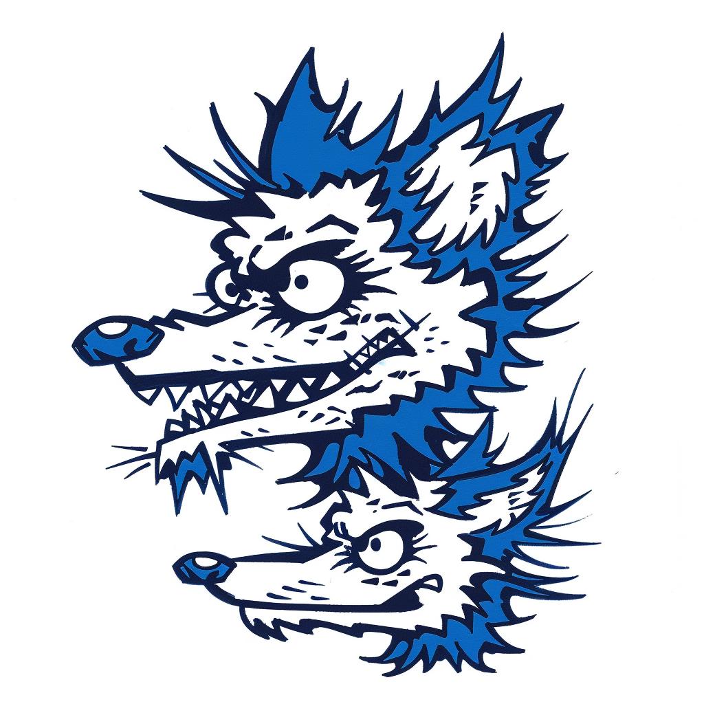 wolves  mascot  cartoon  blue  eyes  animal  character  stylized  friendly  playful 1028118