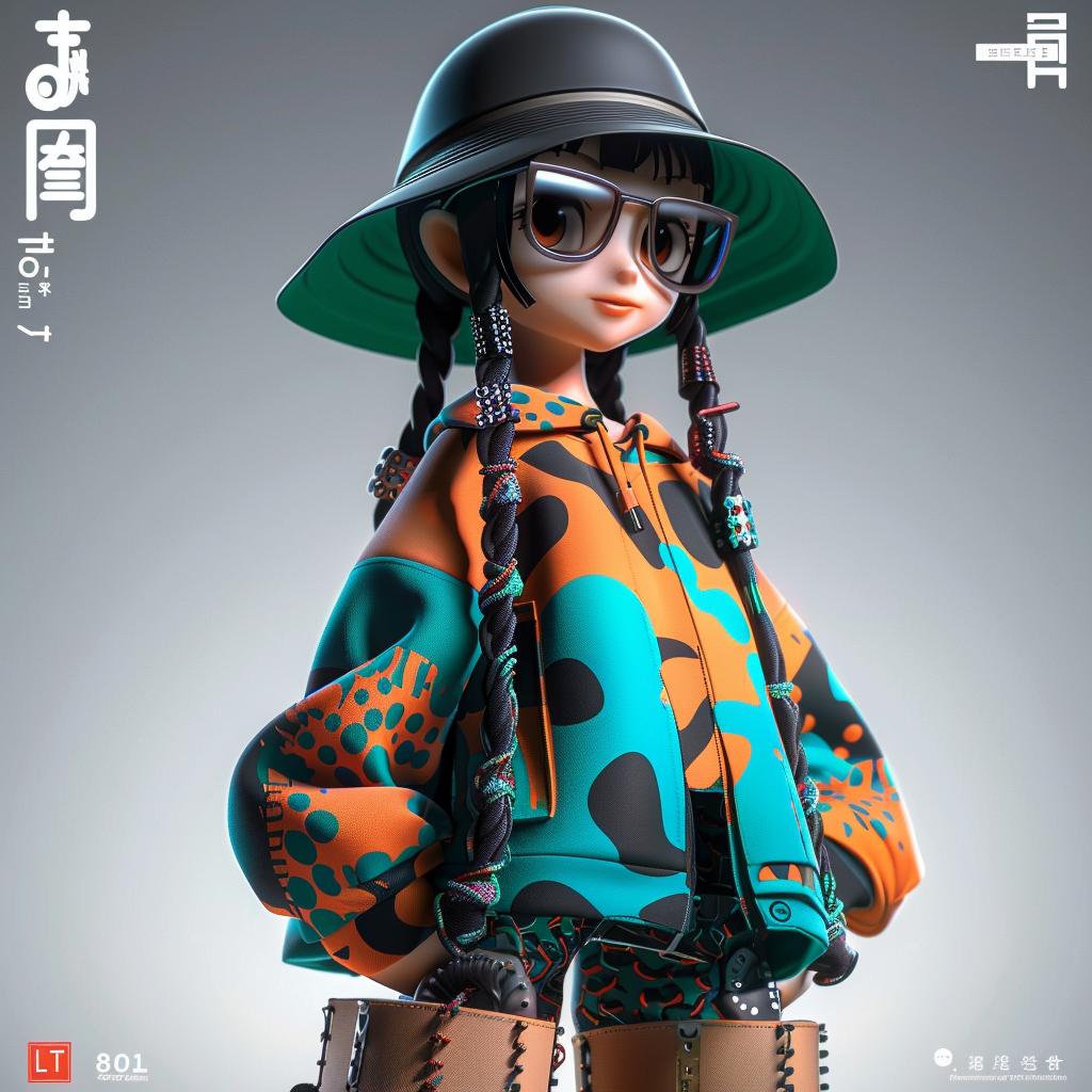girl  anime  hip-hop  character  design  illustration  detailed  3D  full-body  style 936805