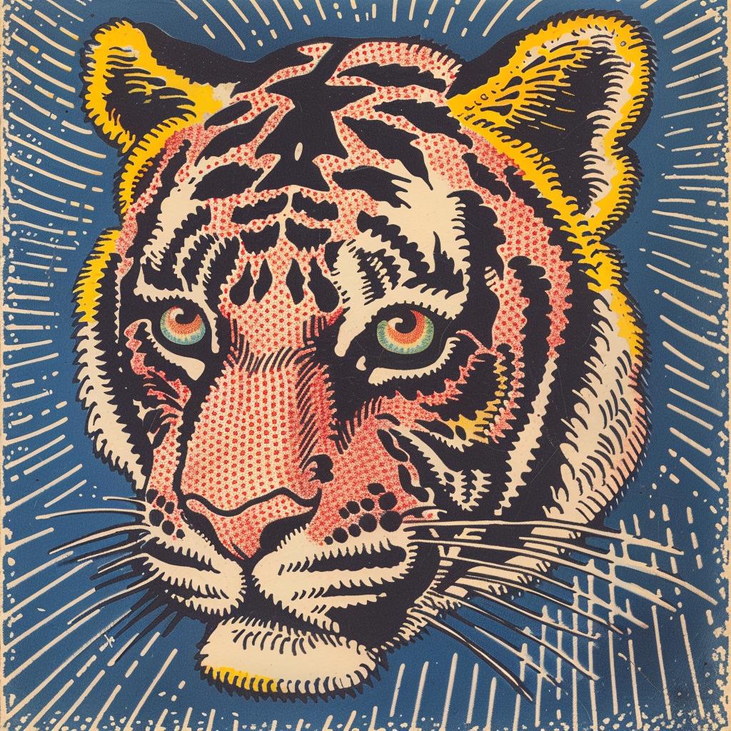 tiger  three-eyes  pop-art  Kandinsky  bold  colorful  animal  modern  graphic  abstract 917033