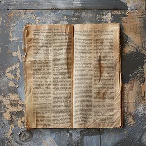 vintage  newsprint  newspaper  page  wood  table  aged  document  raw  composition 1075226