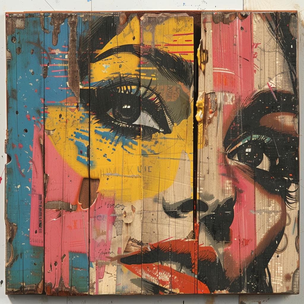 woman  face  wood  pop  art  graphics  bold  silkscreen  color  style 1019926