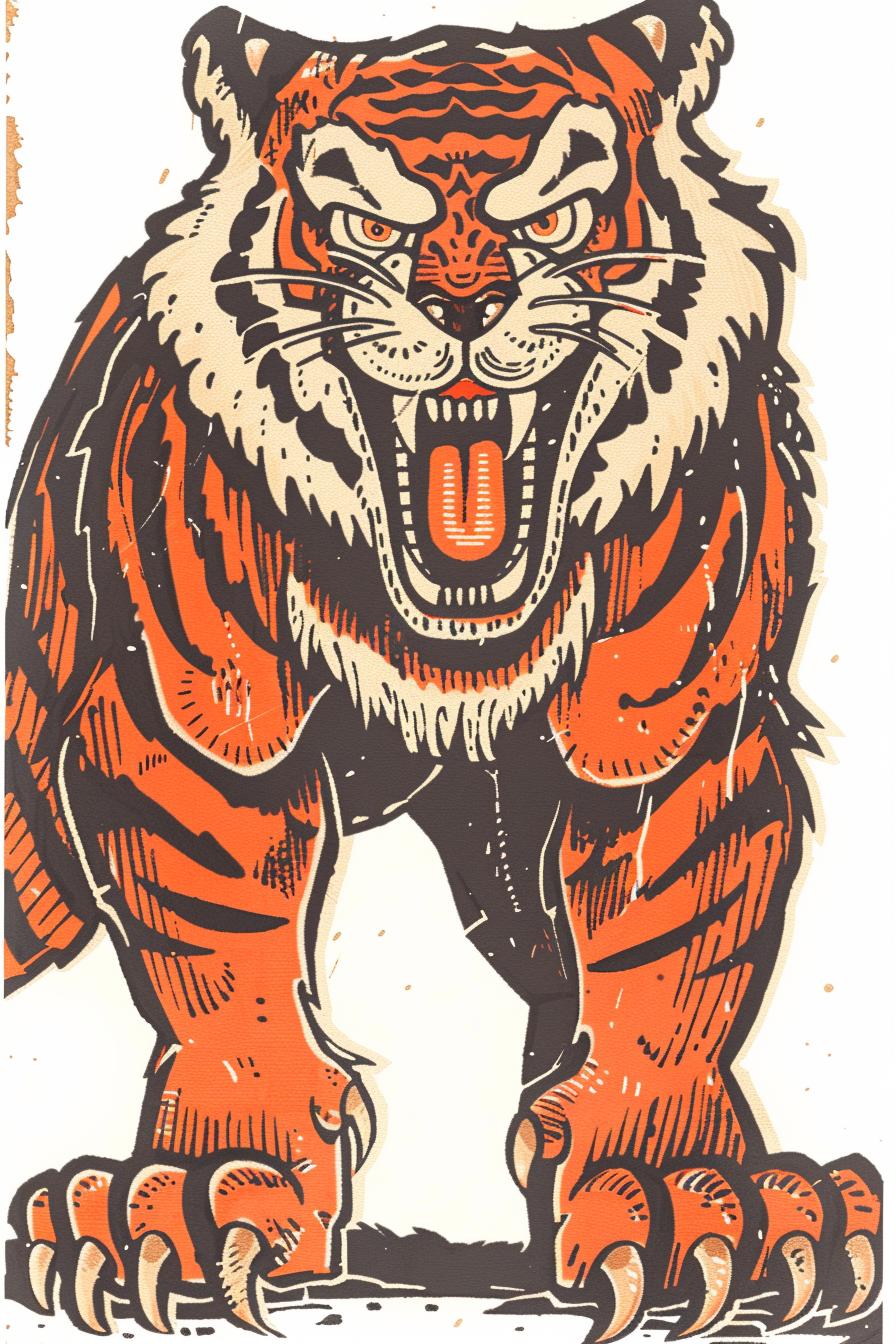 tiger  mythical  snarling  upright  illustration  comics  Todd McFarlane  style  creature  artwork 934064