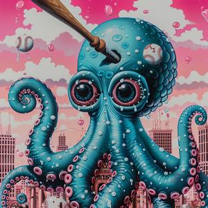 octopus  painting  baseball  bat  colorful  art  tentacles  whimsical  marine  creative 1038123