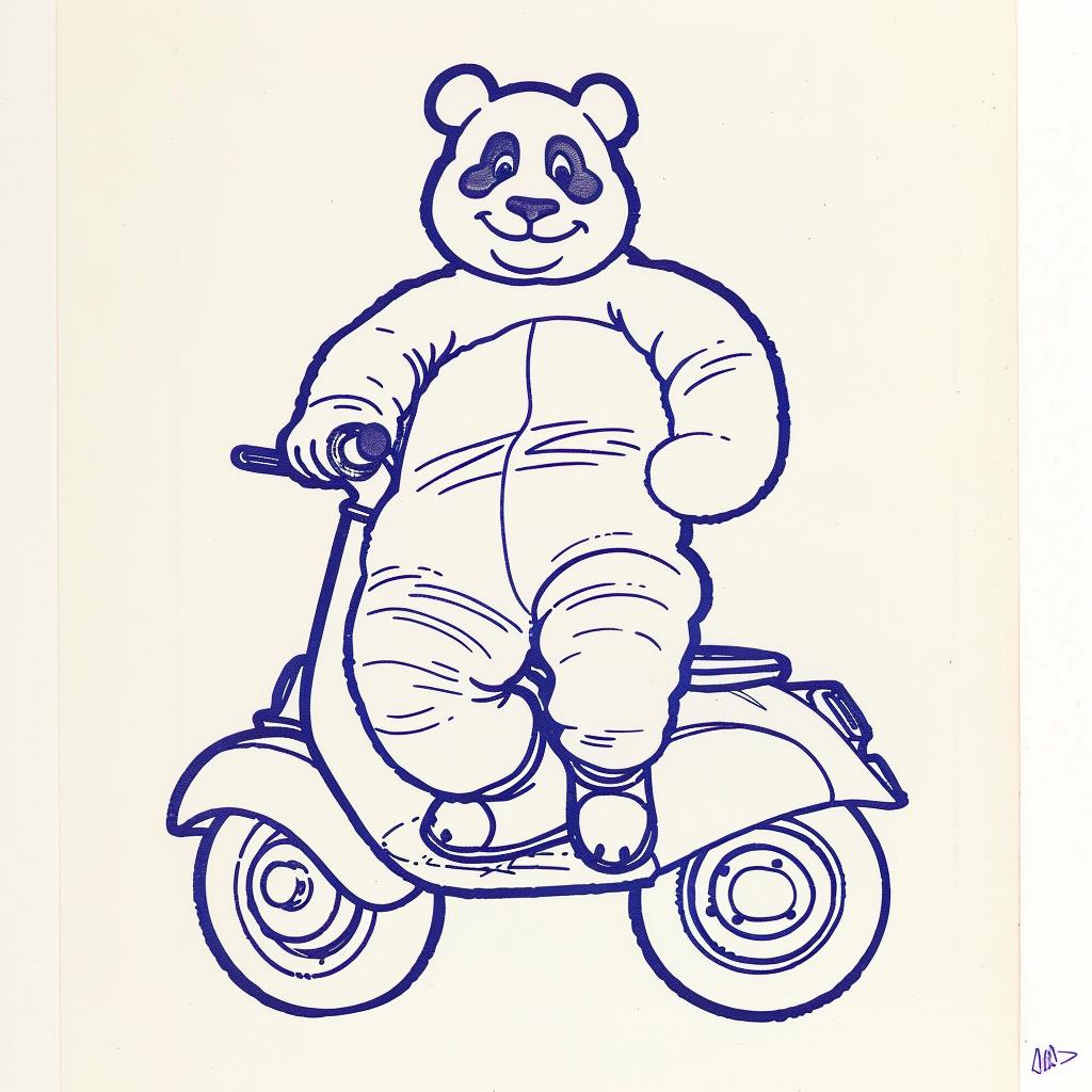 panda  scooter  illustration  cartoonish  cute  whimsical  transport  fun  art  colorful 941068