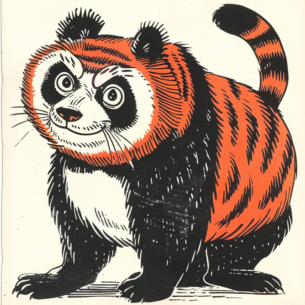 panda  red  book  cover  whimsical  illustration  colorful  playful  fantasy  artistic 922940