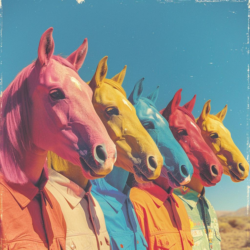 creative  surreal  album  cover  horses  colorful  heads  painting  dynamic  artwork 1017875