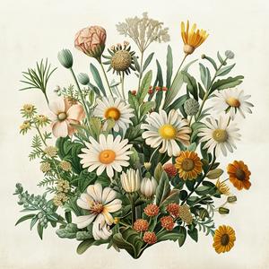 plant  flowers  bouquet  illustration  anatomy  pink  green  vintage  art  heritage 1040656