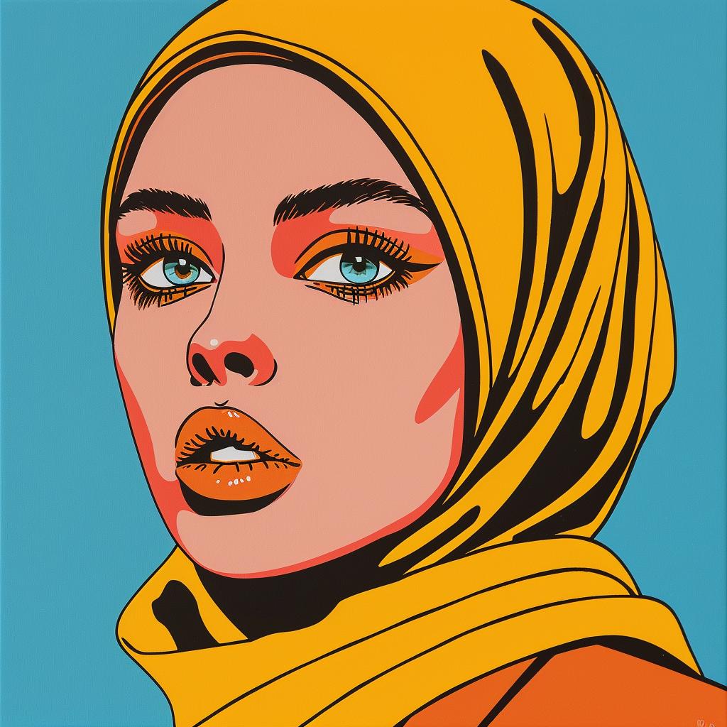 امرأة ترتدي حجابًا، رسم توضيحي لفن البوب، حجاب، صورة ثقافية أنثوية نابضة بالحياة 1023825