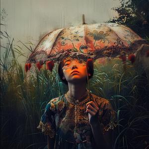 woman  umbrella  rain  weather  outdoor  elegance  soft  serene  reflective  melancholic 1040064