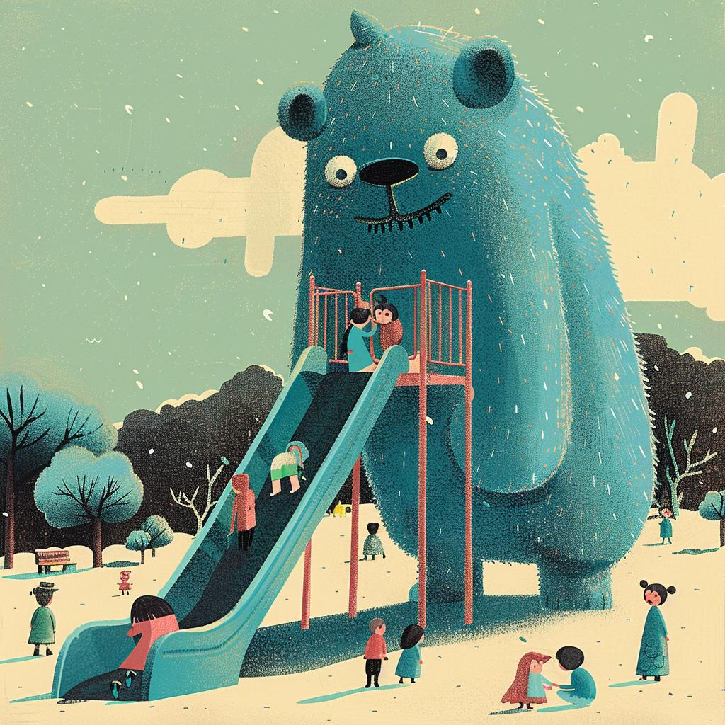 cartoon  bear  playground  children  midcenturymodern  colors  intricate  chubby  humor  family 964213