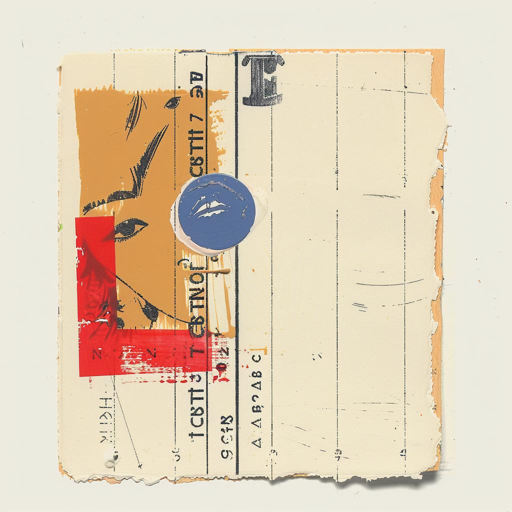 collage  newspapers  encaustic  paint  artwork  redblue  sticker  creative  mixedmedia  design 1015568