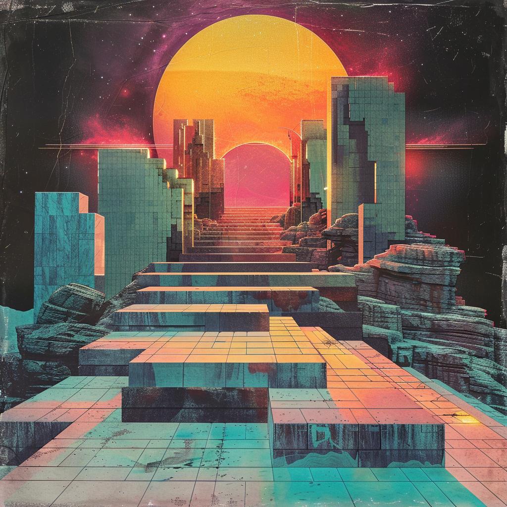 album  cover  1980s  Tycho  city  art  synthwave  trippy  geometric  decor 960701