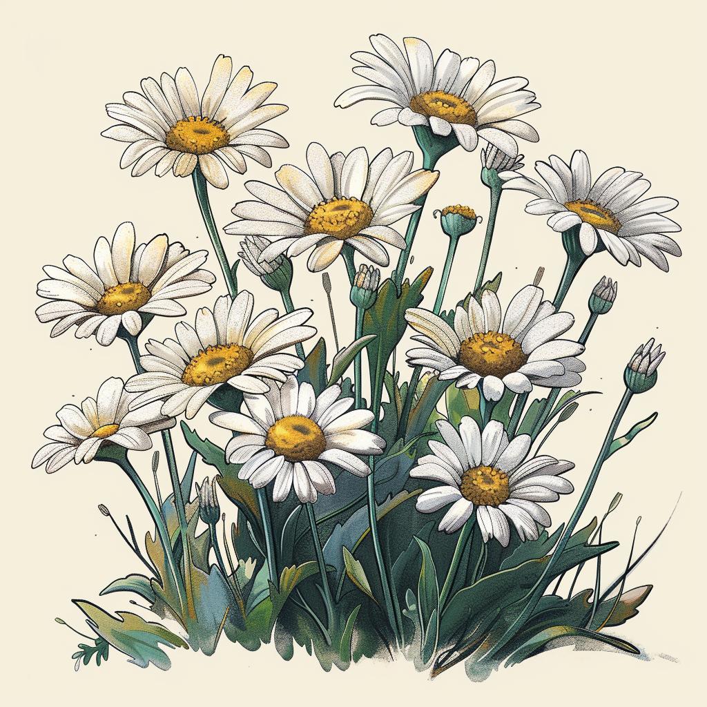 drawing  daisies  white  background  floral  art  simple  nature  sketch  delicate 971578