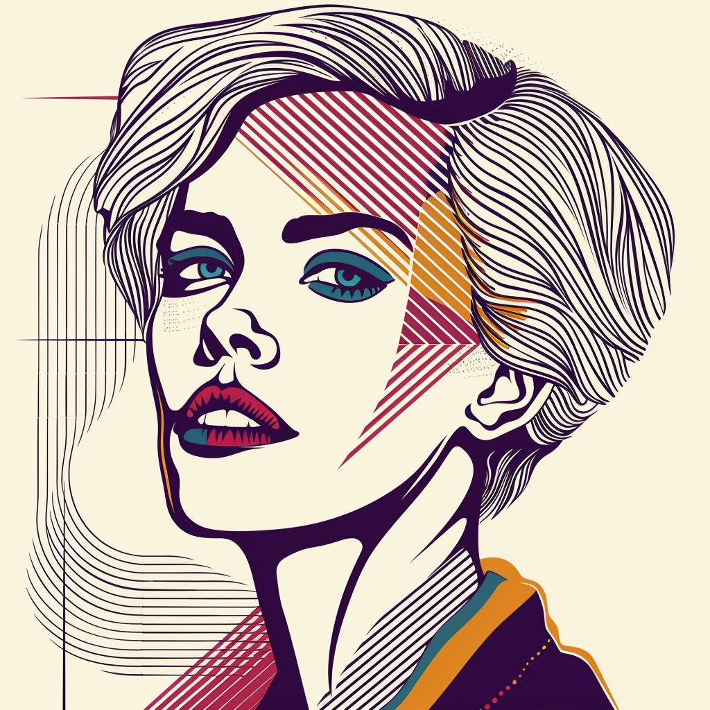 PopArt  blonde  woman  shortHair  white  background  vector  illustration  geometric  colorful 937008