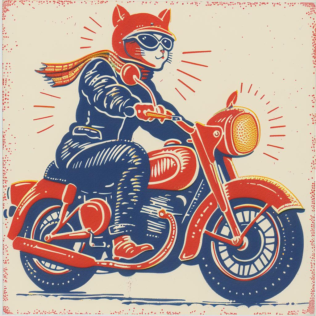 cat  motorcycle  vintage  poster  surreal  lighting  glow  design  art  cool 962891