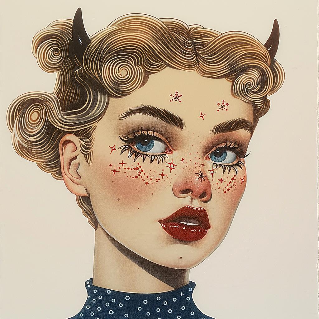 surreal  woman  horns  fantasy  whimsical  artistic  colorful  creative  illustration  beauty 938329