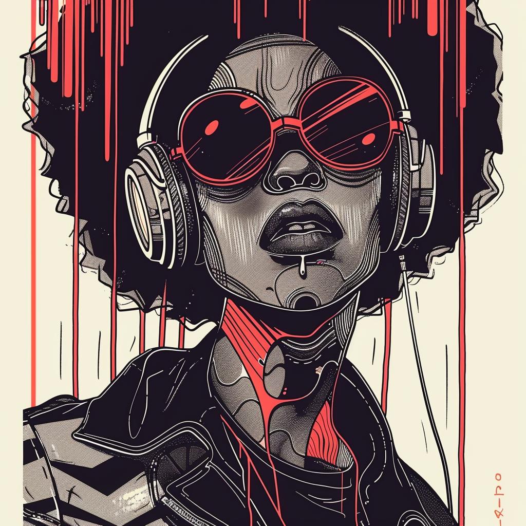 PopArt  DJ  headphones  afro  makeup  red  TroyBrooks  white  illustration  colorful 939184