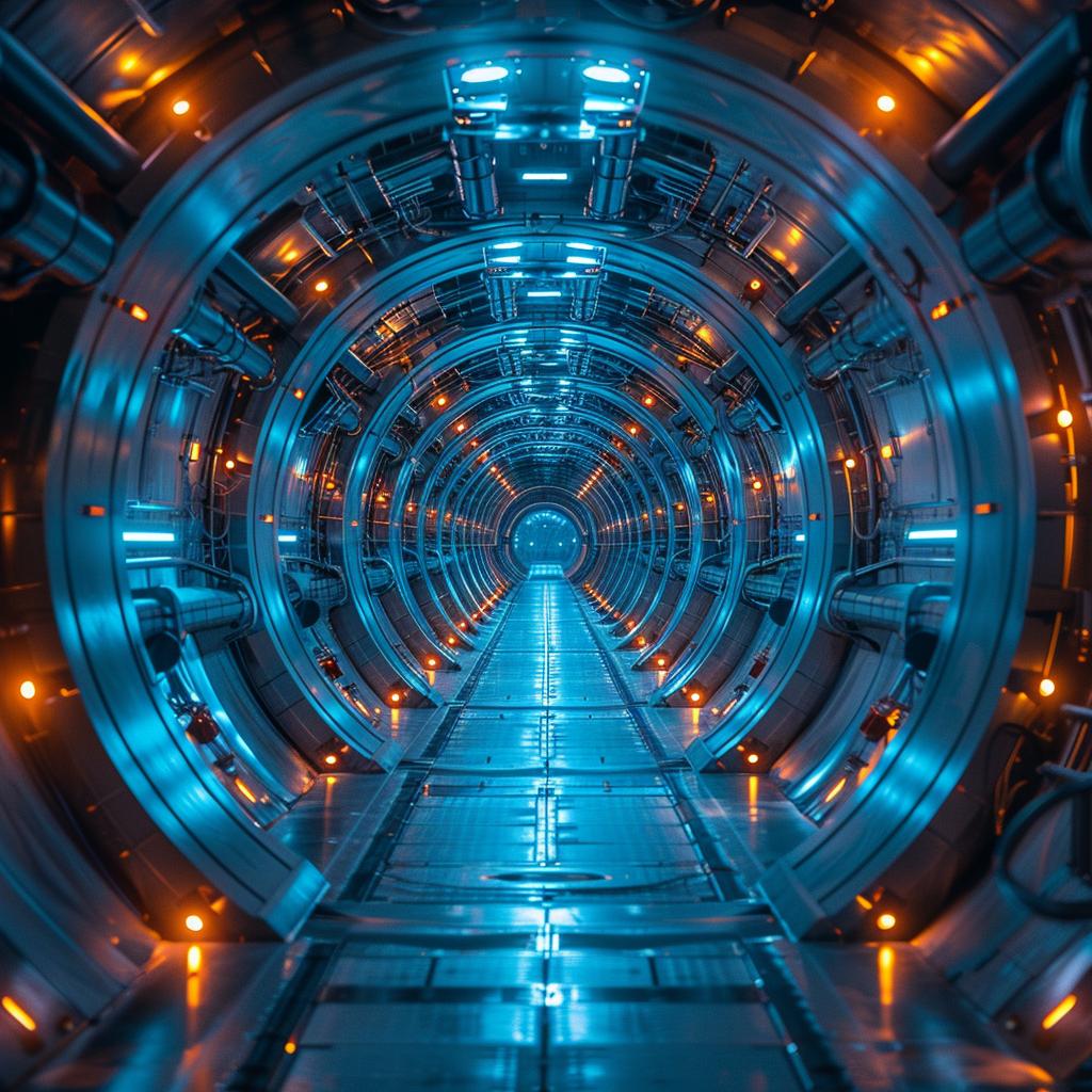 tunnel  blue  lights  technology  futuristic  mystery  darkness  circular  arch  HD 1028804