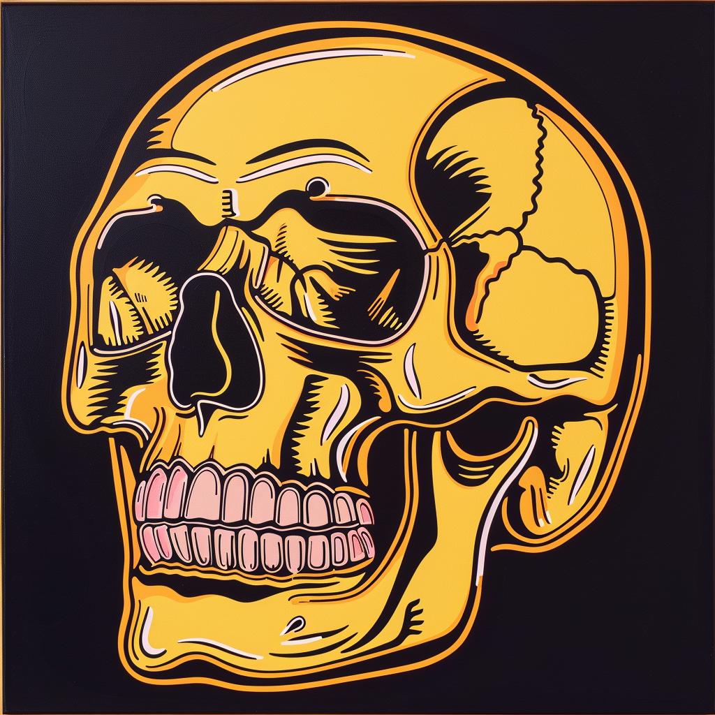 skull  glossy  black  yellow  background  shiny  art  pop  graphic  design 1023606