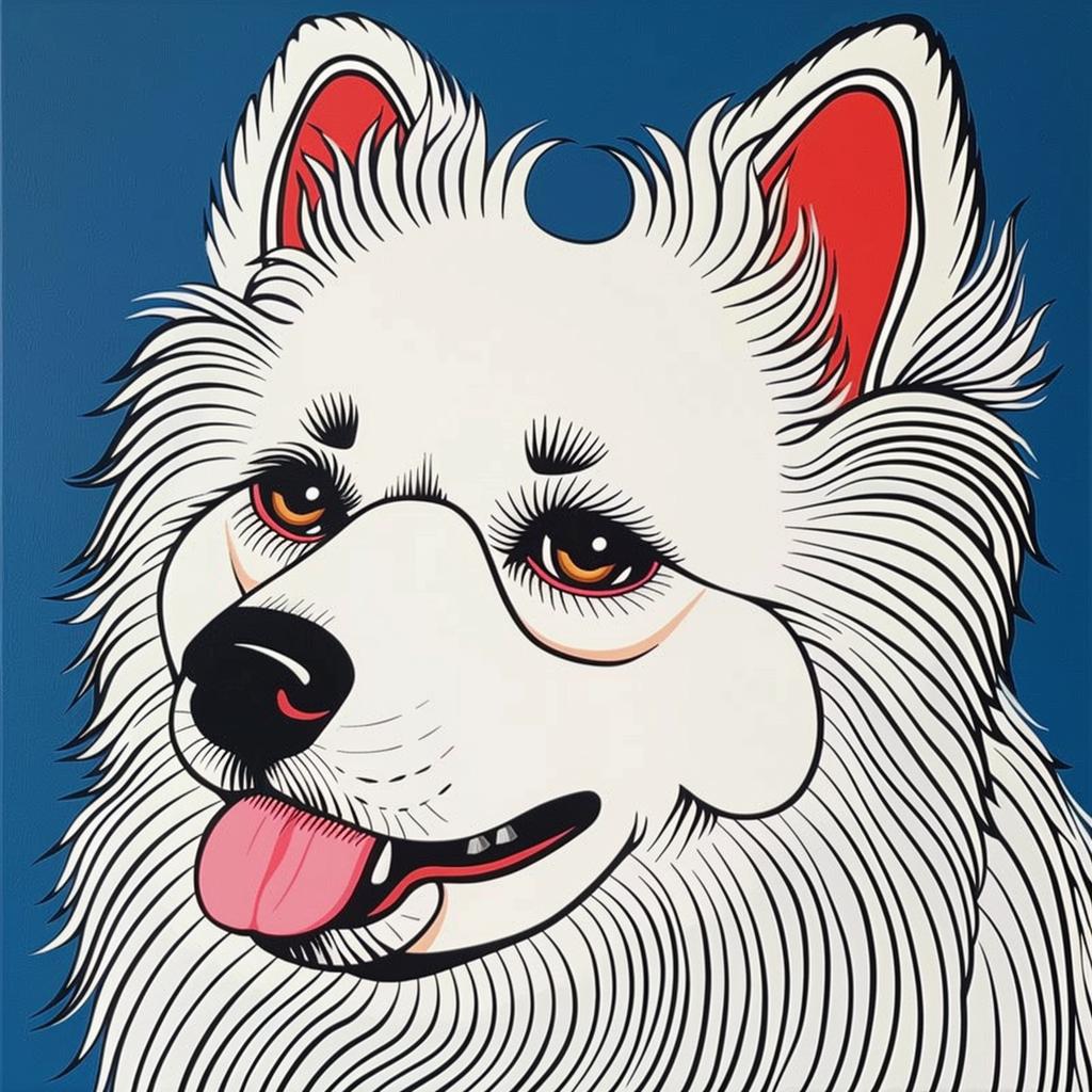 Samoyed  dog  white  blue  painting  animal  cute  fluffy  happy  friendly 973260