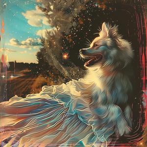 لوحة فنية ملونة لفستان كلب، رسم مرح، رسم توضيحي لطيف 1054747