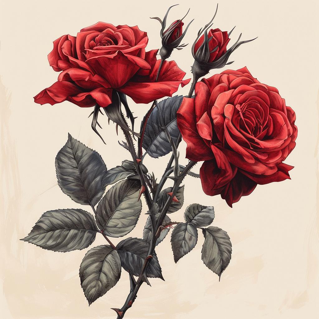 roses  painting  red  floral  illustration  beige  art  nature  design  realism 971887