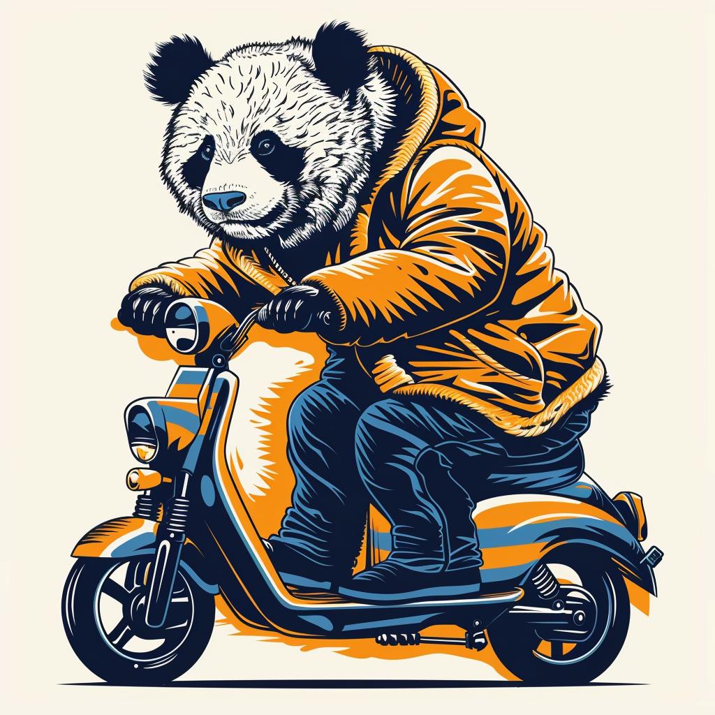 panda  motorbike  happy  simple  minimal  blue  yellow  cute  illustration  fun 955529
