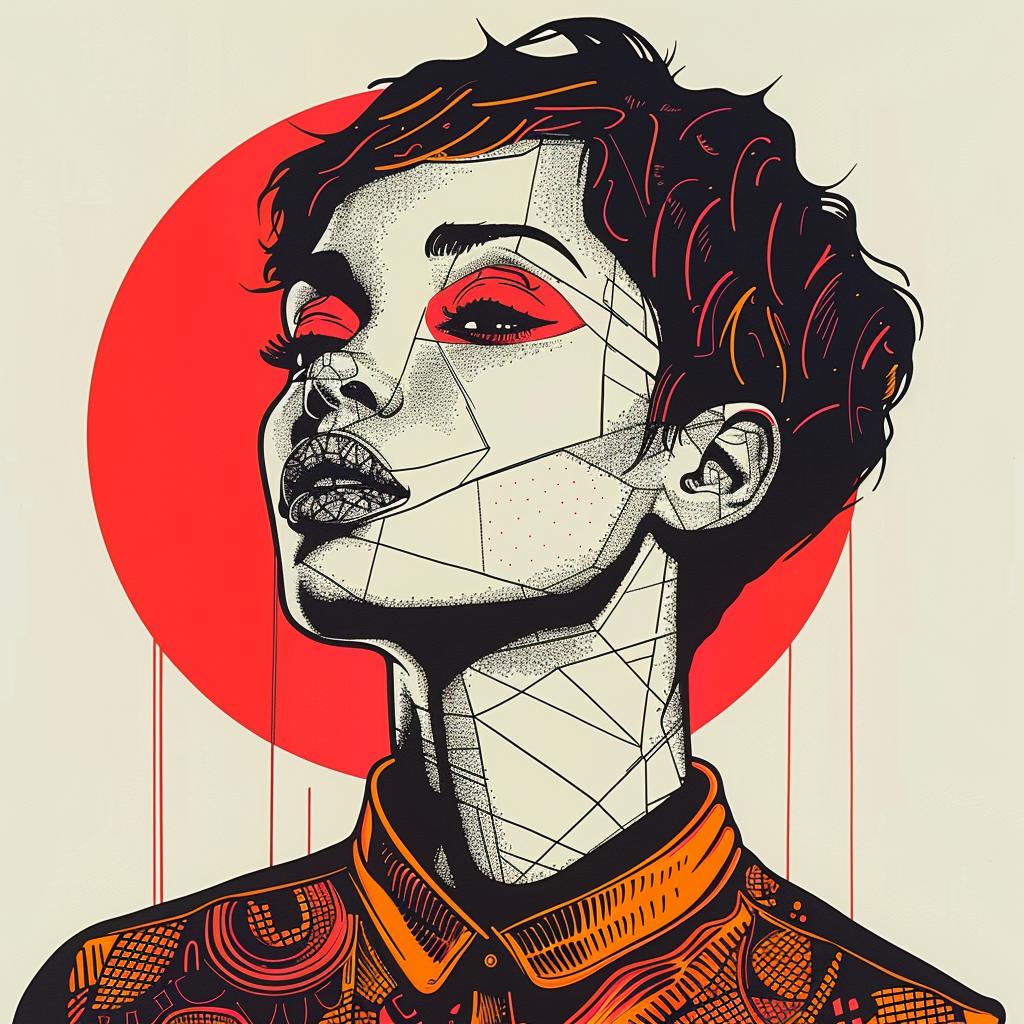 popart  Kerry  Washington  red  orange  background  portrait  illustration  modern  vibrant 938792