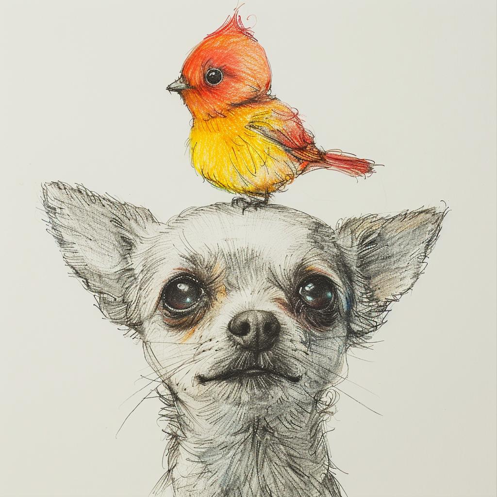 trust  autonomy  innovation  dog  bird  minimalistic  drawing  serene  ultrafine  illustration 970526