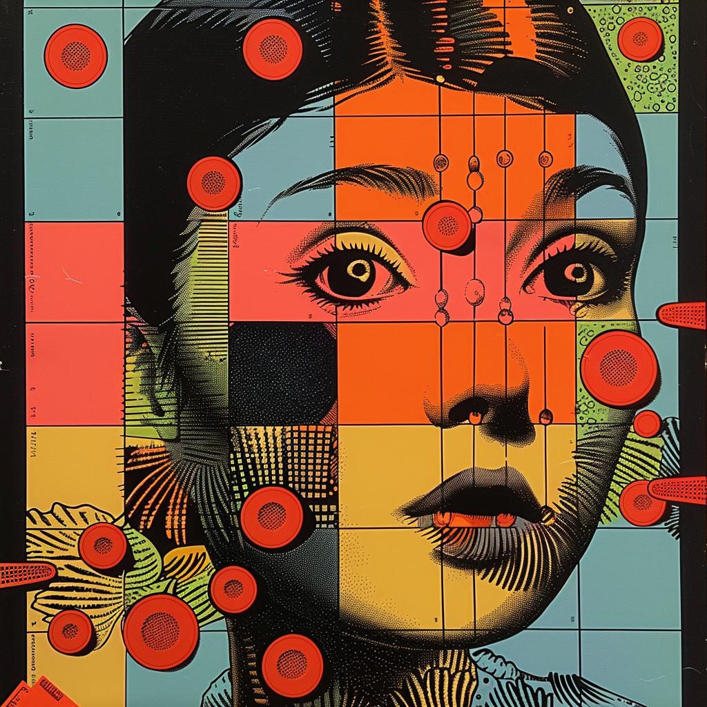woman  red  face  abstract  impressionism  collage  Rauschenberg  design  graphic  colorful 968020