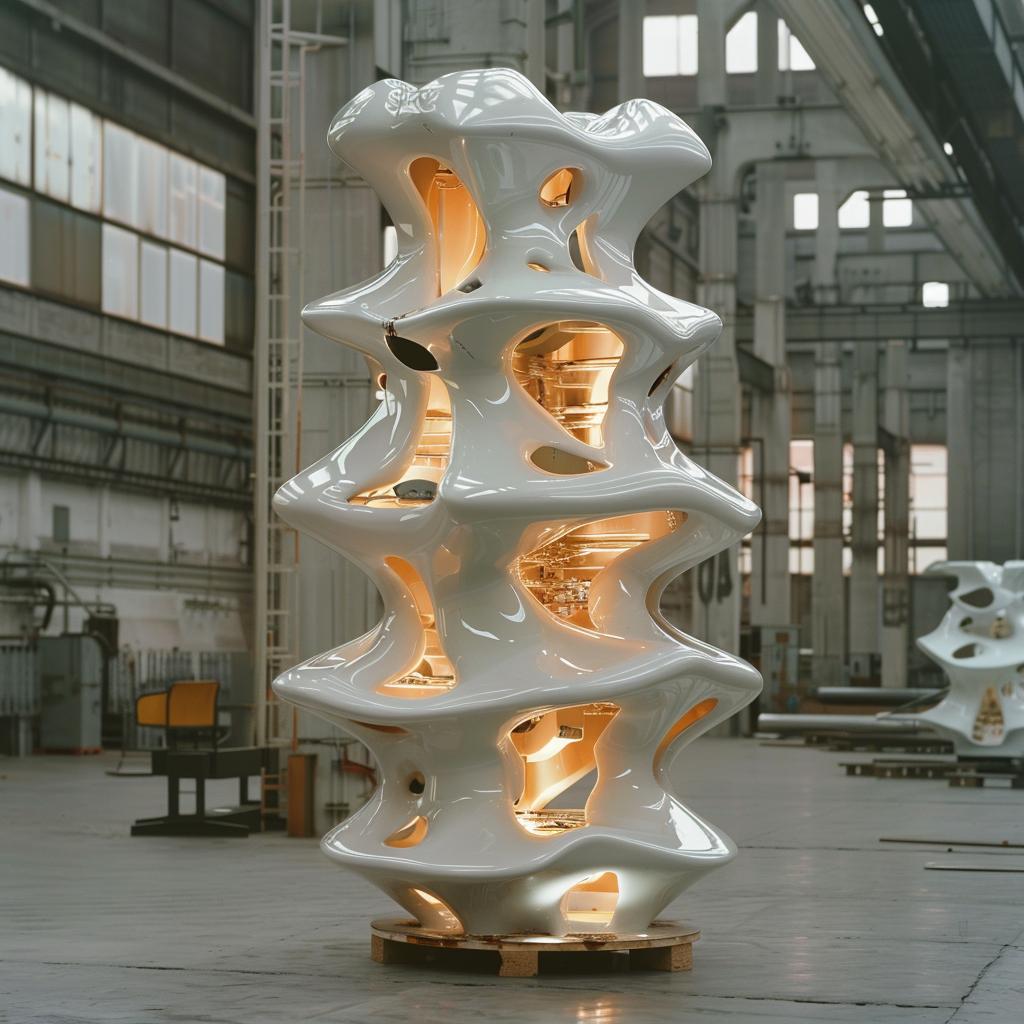 sculpture  ceramic  factory  futuristic  lighting  gold  steel  glow  industrial  photo 965084