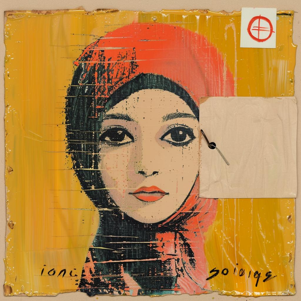 encaustic  impasto  palette-knife  Middle-Eastern  hijab  woman  portrait  colorful  textured  contemporary 1015795