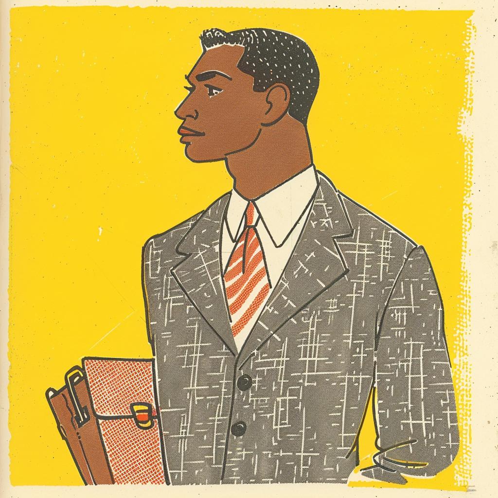 poster  book  man  suit  1960s  African-American  briefcase  art  vintage  design 940900