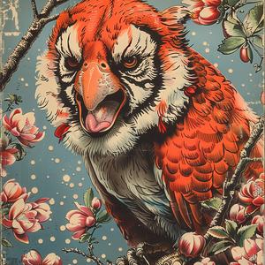 parrot  branch  flowers  painting  chromolithography  colorful  nature  wildlife  bird  floral 1051223
